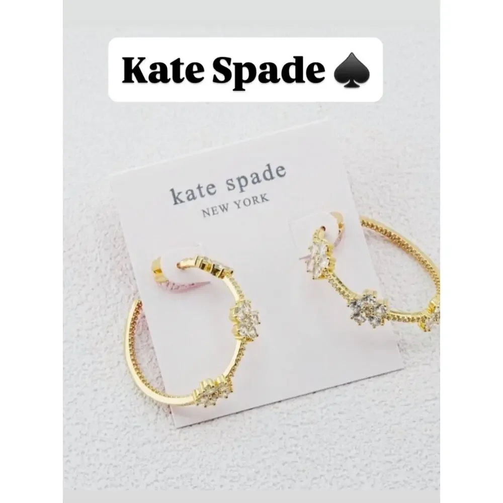 Kate Spade Gold CZ Three-Flower Earrings NWT Dust Bag Included